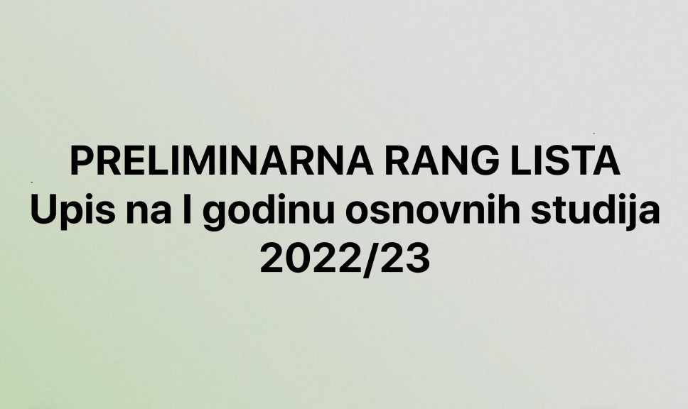 Preliminarna rang lista - II upisni rok