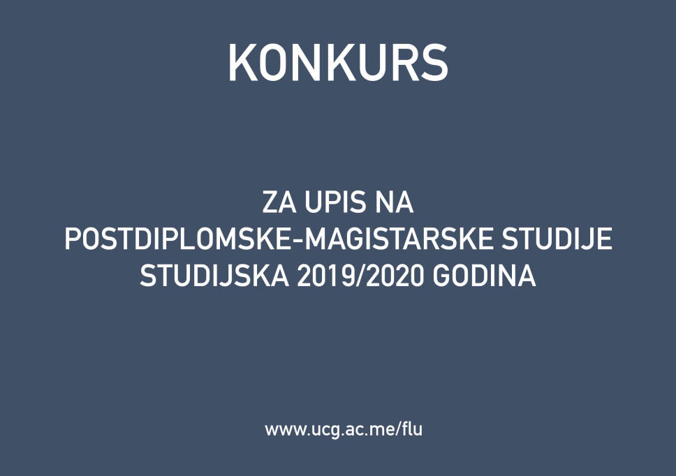 KONKURS - Za upis na MAGISTARSKE studije 