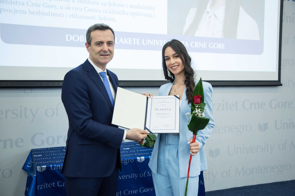 Jelena Rakočević – Winner of the Plaque of the University of Montenegro for the Field of Technical, Science and Mathematics and Medical Science  
