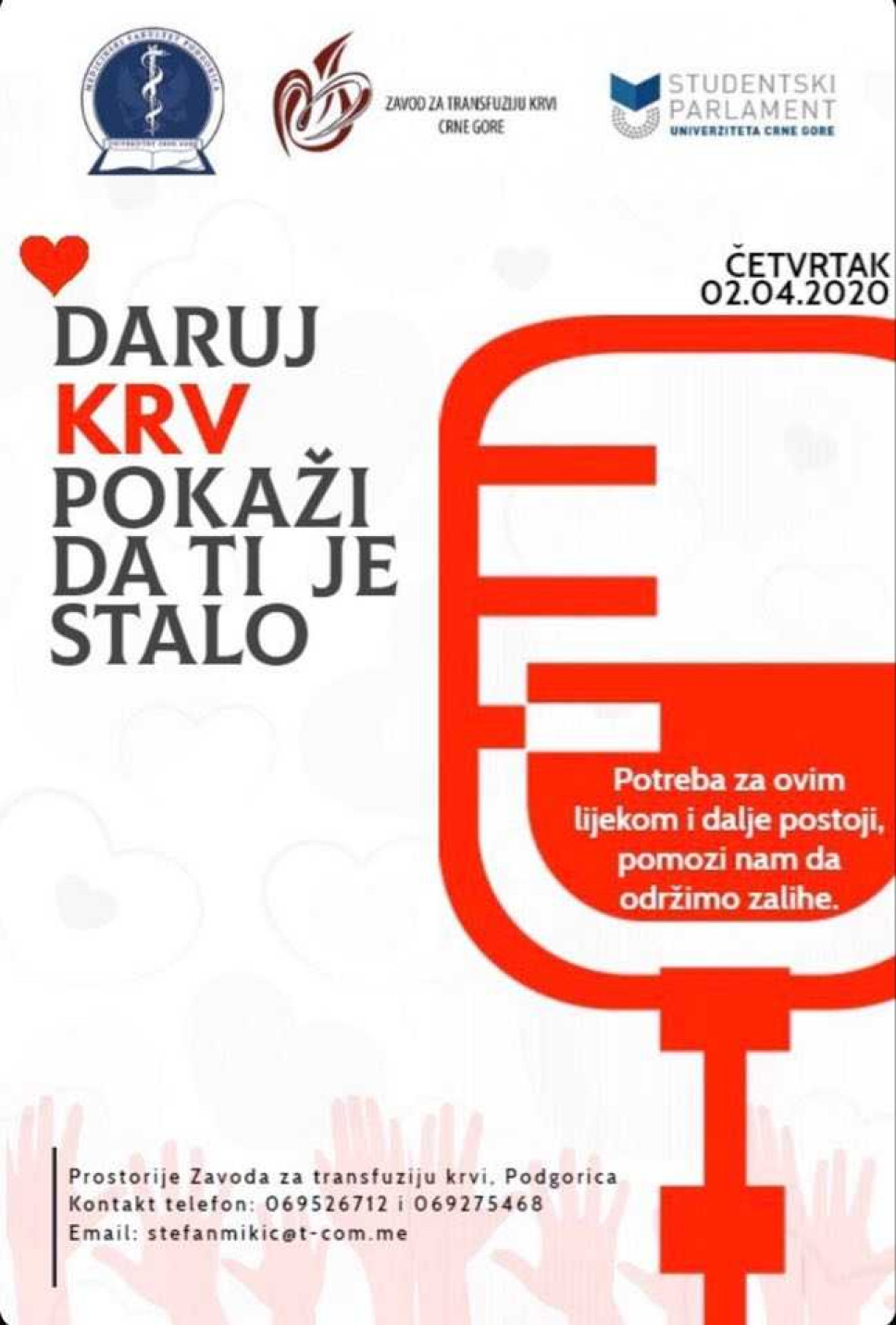 Daruj krv, pokaži da ti je stalo - 2. april 2020. godine