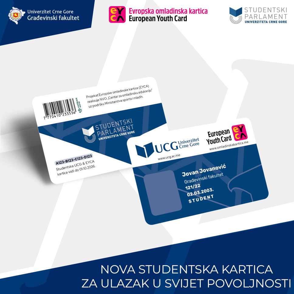 Dodjela UCG & EYCA kartica brucošima od ponedjeljka, 26. septembra