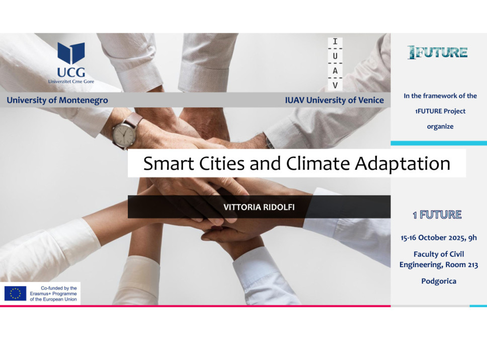 Projekat 1FUTURE // Poziv studentima i akademskoj zajednici na predavanje: Smart Cities and Climate Adaptation