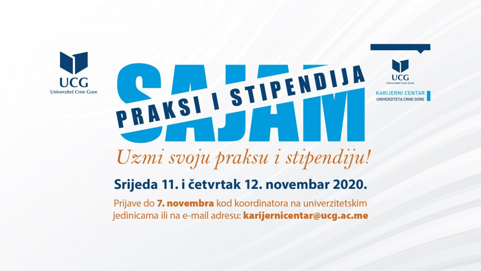 Karijerni centar Univerziteta Crne Gore organizuje Sajam praksi i stipendija za studente i poslodavce