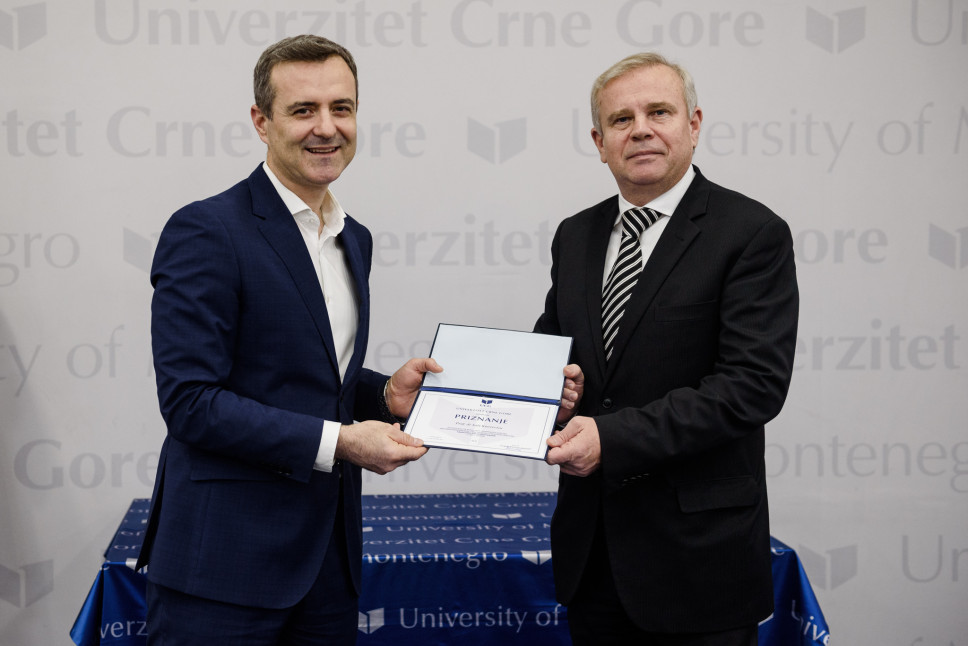 Profesor Saša Knežević dobitnik Priznanja Univerziteta Crne Gore