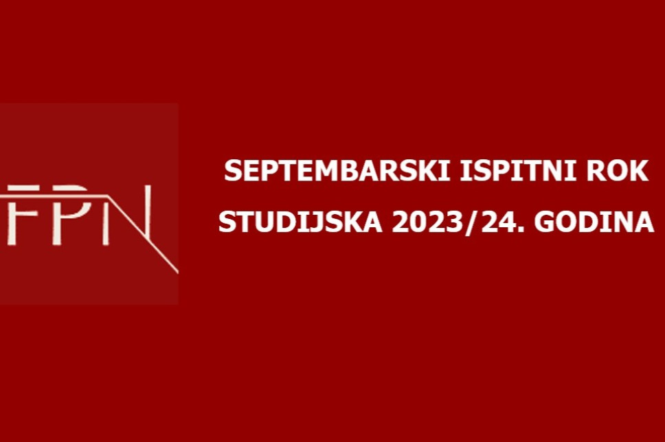 Prijava ispita za septembarski ispitni rok studijske 2023/24. godine