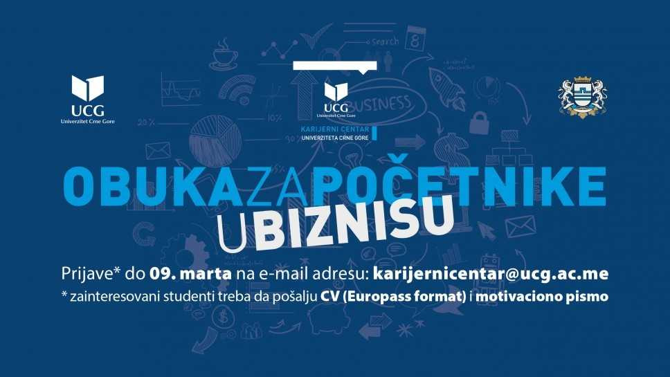 Produžen rok: Za besplatnu obuku početnika u biznisu studenti UCG se mogu prijaviti do 9. marta