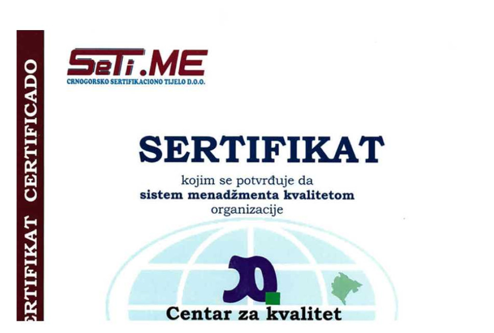 Sertifikacija Centra za kvalitet