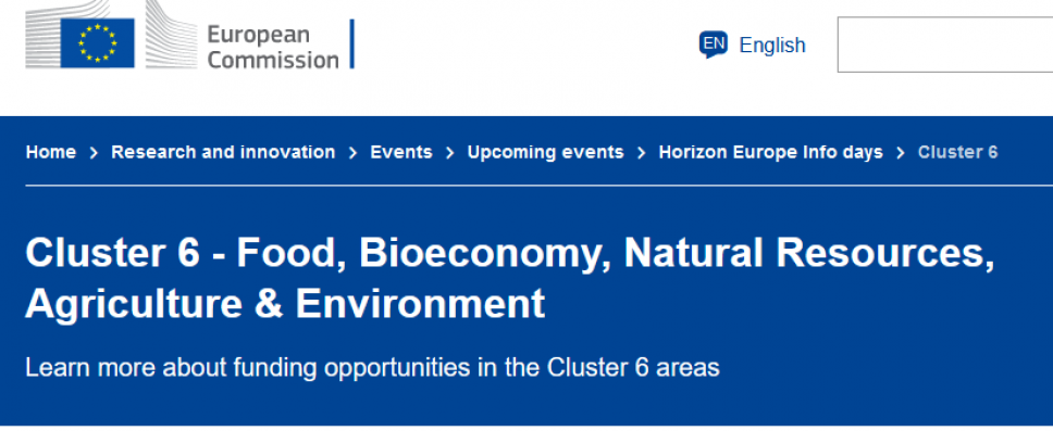 Horizon Europe Info Days on Open Calls and Networking with Partners for Cluster 6: Food, Bioeconomy, Natural Resources, Agriculture and the Environment, 25-26.10.2021
