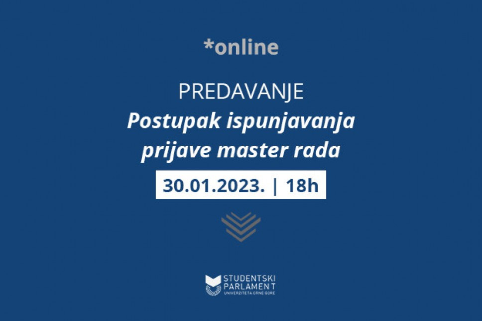 Prvo predavanje: Postupak ispunjavanja prijave master rada