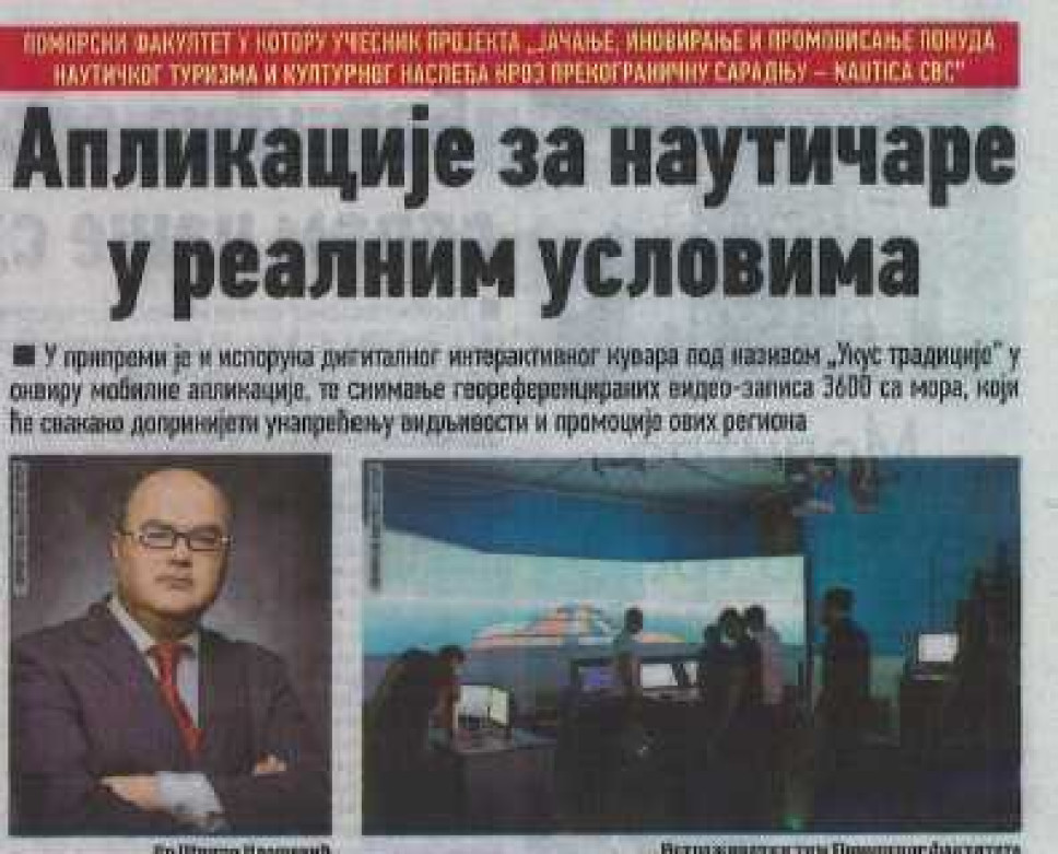 Promocija NAUTICA CBC projekta u dnevnim novinama „DAN“ – Aplikacije za nautičare u realnim uslovima