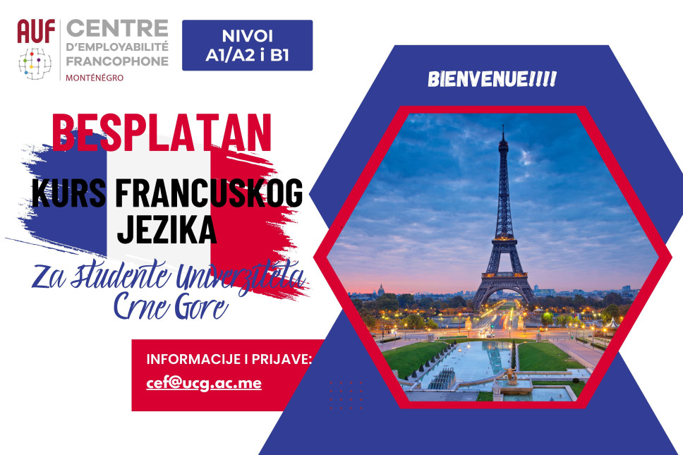 Besplatni kursevi francuskog jezika za studente Univerziteta Crne Gore