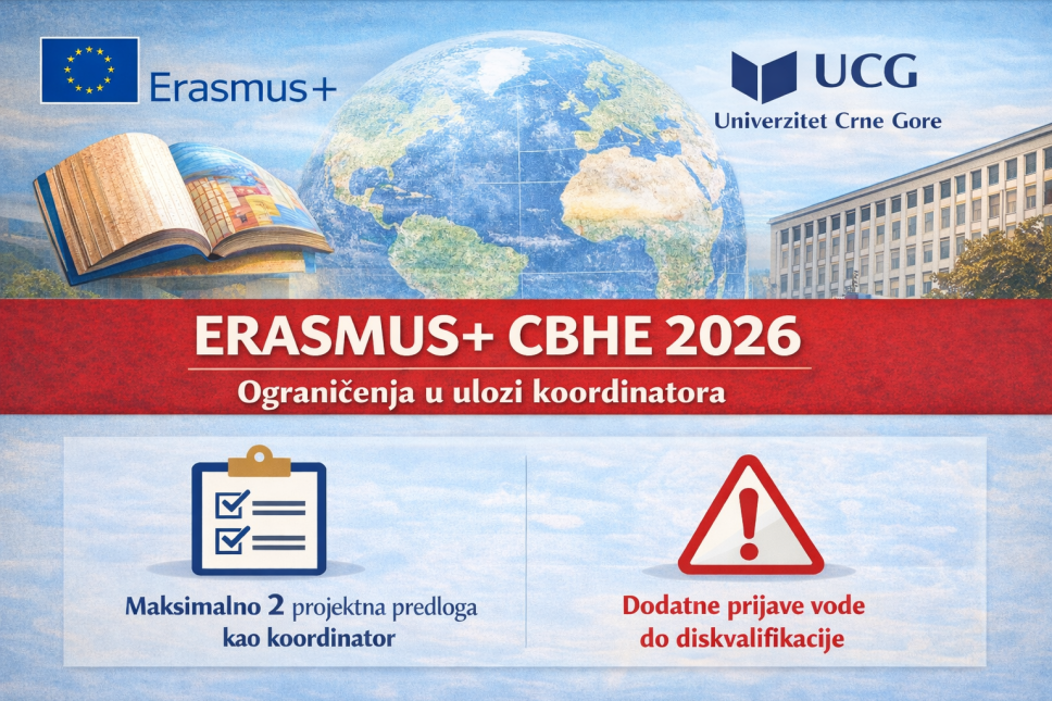 Podsjetnik na ograničen broj koordinatorskih prijava za <span class="CyrLatIgnore">Erasmus+ CBHE</span> 2026 poziv