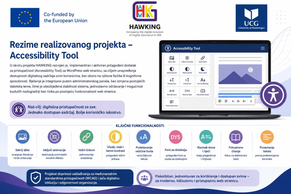Unapređenje digitalne pristupačnosti kroz <span class="CyrLatIgnore">HAWKING</span> projekat – Implementiran <span class="CyrLatIgnore">Accessibility Tool</span>  za inkluzivnije veb okruženje