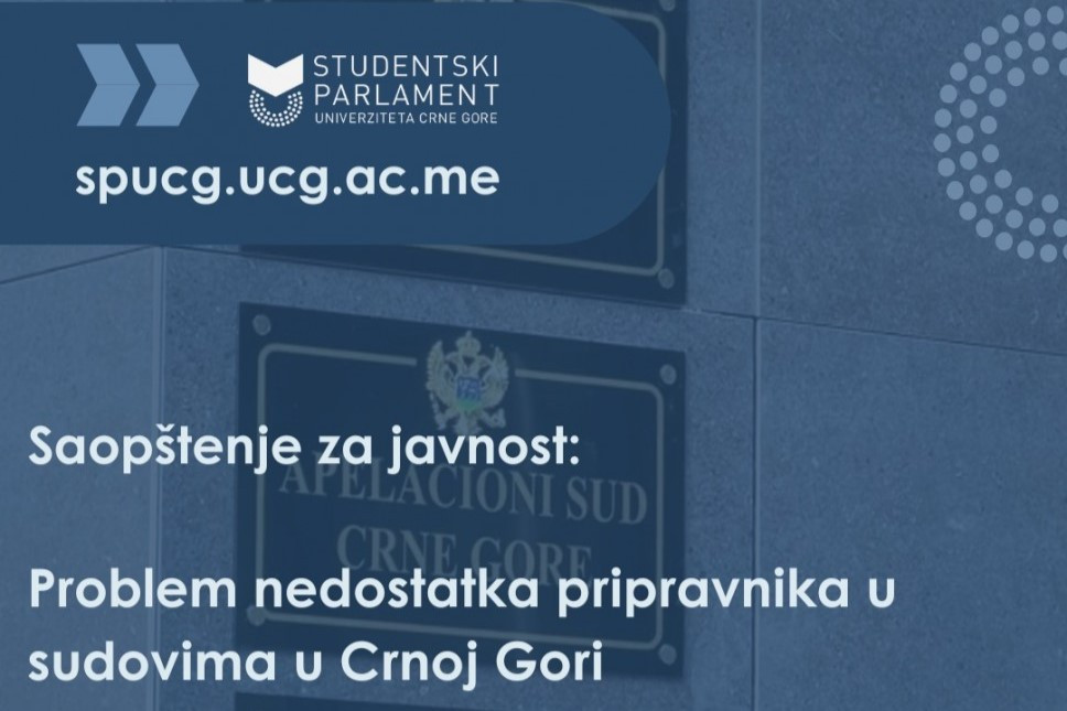 Press release from the Student Parliament of the University of Montenegro: the issue of the lack of Ttainees in Montenegro’s courts