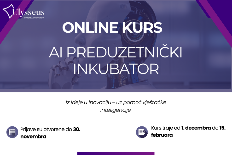 Otvorene prijave za onlajn kurs: AI preduzetnički inkubator – spoj tehnologije i preduzetništva 
