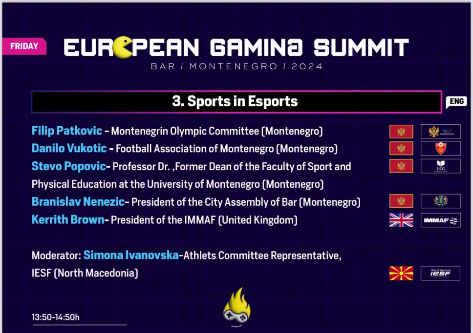 Najava panel diskusije o sportu u e-sportu na Evropskom gejming samitu