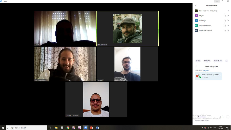 Online konsultacije putem ZOOM aplikacije povodom izrade semestralnog zadatka iz predmeta Kreativne industrije 