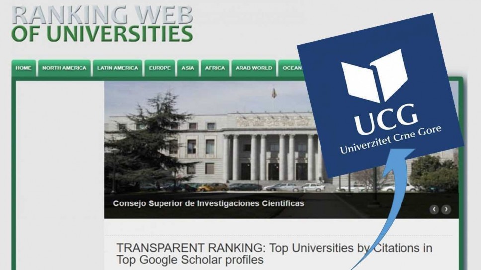 Univerzitet Crne Gore napredovao za 262 mjesta na Webometrics Transparent Ranking listi