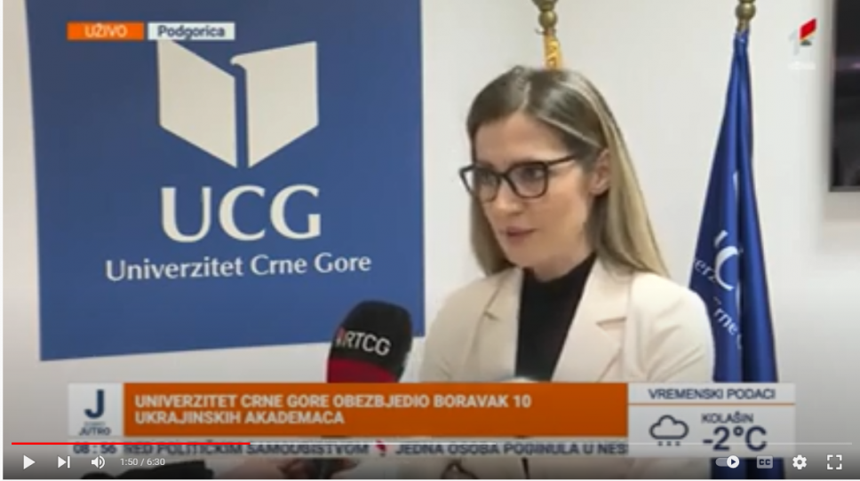 RTCG: Sa prorektoricom Irenom Orović o podršci UCG za istraživače Ukrajine