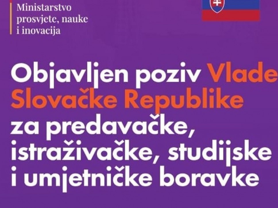 Poziv Vlade Slovačke Republike za predavačke, istraživačke, studijske i umjetničke boravke