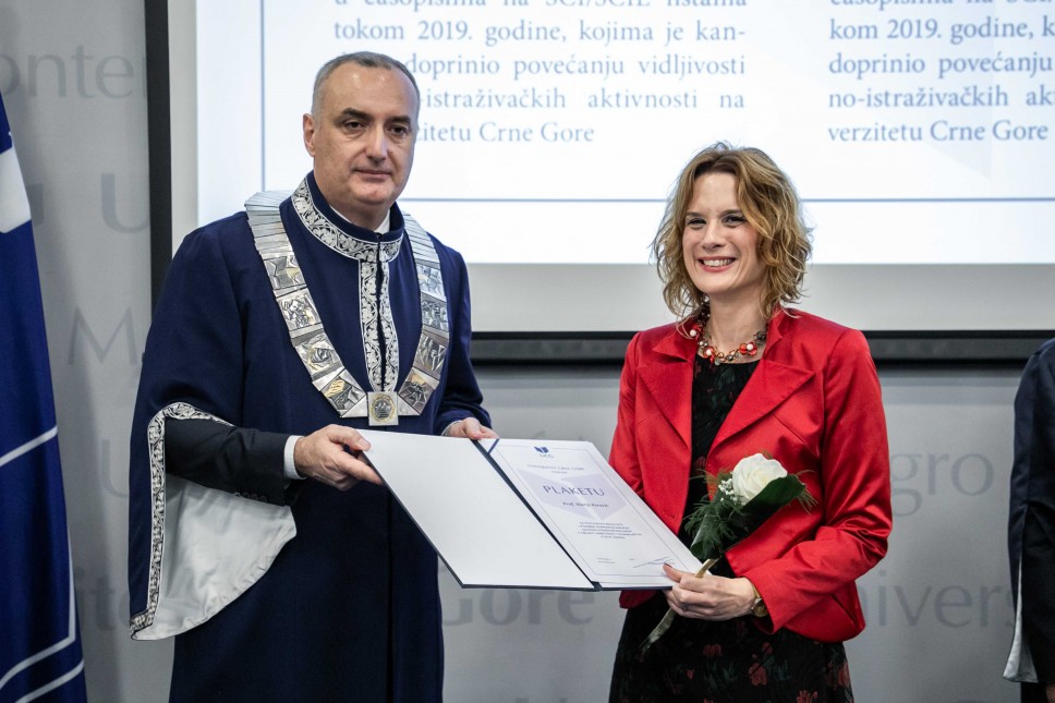 Profesorica Marija Perović dobitnica dvostrukog priznanja Univerziteta Crne Gore 