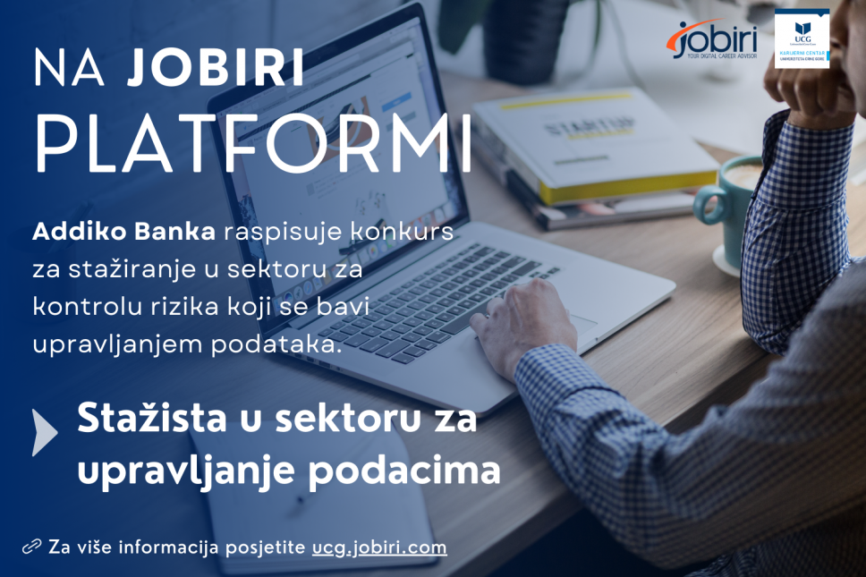 Otvorena pozicija za stažistu u Sektoru za upravljanje podacima na digitalnoj platformi Jobiri