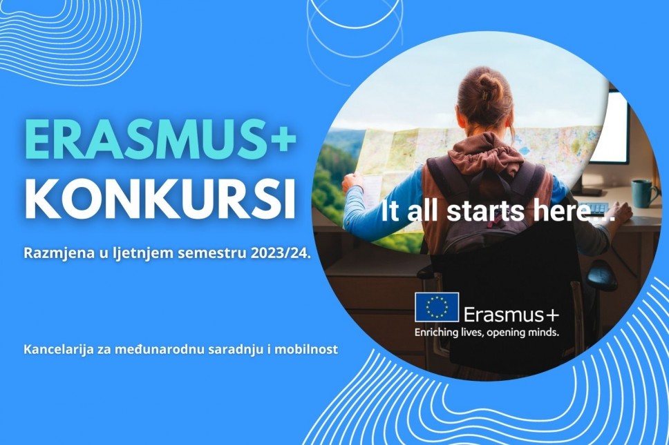 Novi Erasmus+ konkursi za mobilnost studenata u ljetnjem semestru 2023/24.