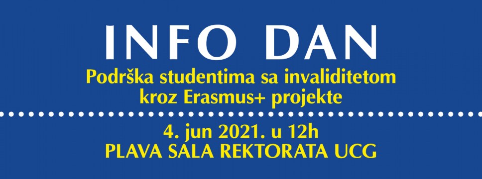 Info dan  4. juna: Podrška studentima sa invaliditetom kroz Erasmus+ projekte