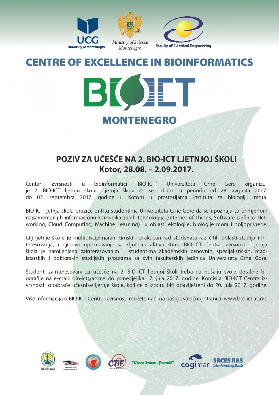 Poziv za 2. BIO-ICT ljetnju školu u Kotoru 