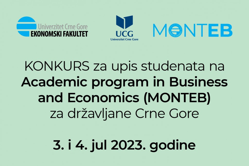 Konkurs za upis na Academic program in Business and Economics (MONTEB) - za državljane Crne Gore