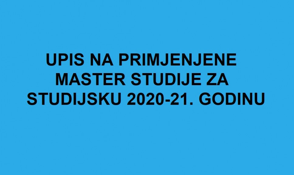 Upis na primjenjene master studije - Menadžment za studijsku 2020/21. godinu