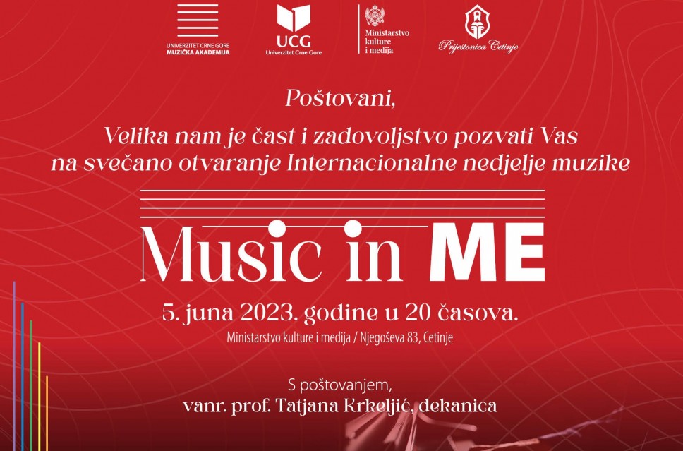 Počinje prva Međunarodna nedelja muzike <span class="CyrLatIgnore">Music in ME</span> na Cetinju
