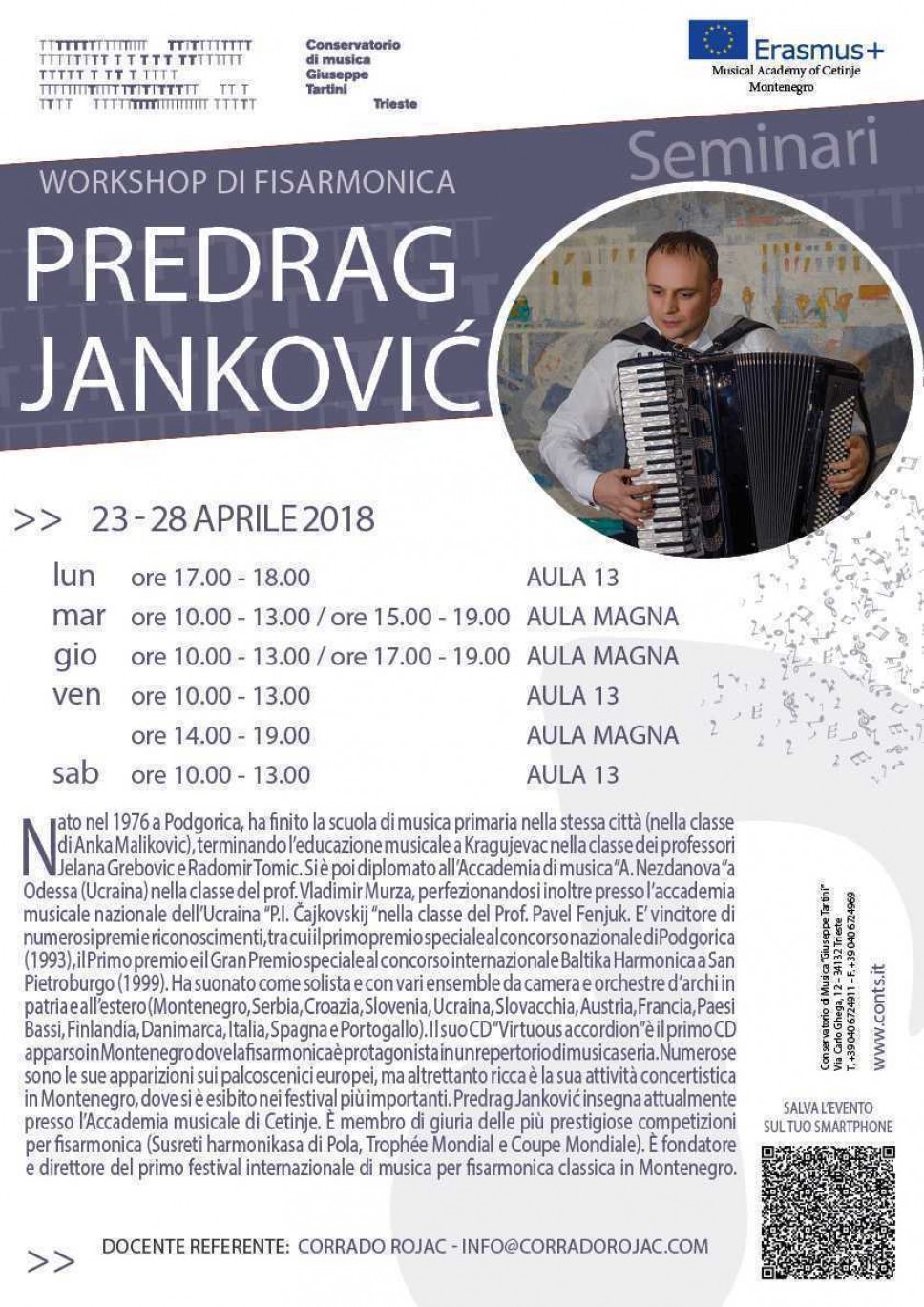 Masterclass prof. Predraga Jankovića na Konzervatorijumu "Đuzepe Tartini" u Trstu