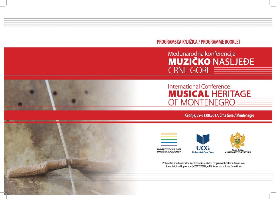 Programska knjižica Međunarodne konferencije "Muzičko nasljeđe Crne Gore"