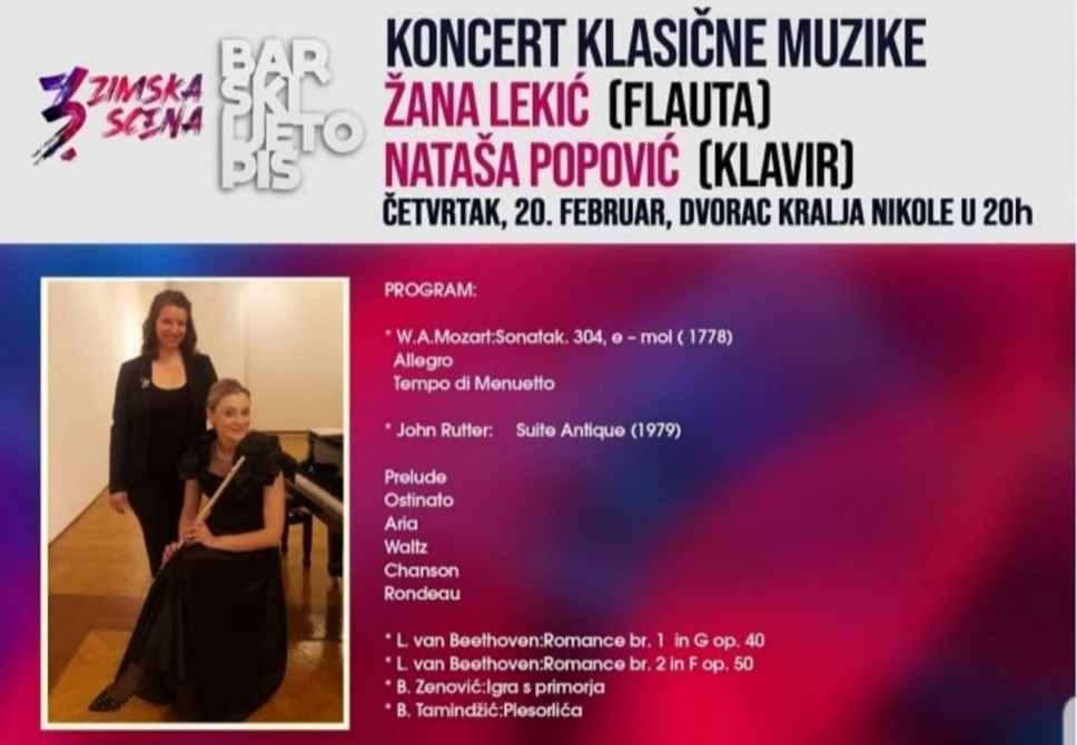 Koncert profesorica Lekić i Popović  u okviru zimske scene Barskog ljetopisa