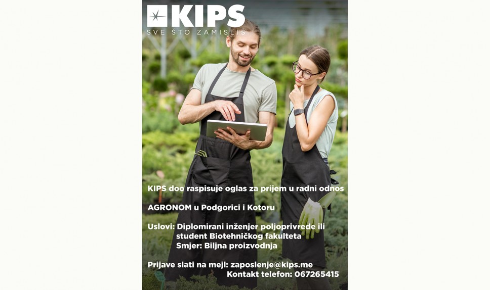KIPS doo raspisao oglas za prijem agronoma u radni odnos