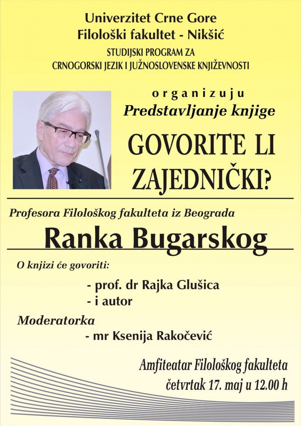 Profesor Ranko Bugarski na Filološkom fakultetu u Nikšiću