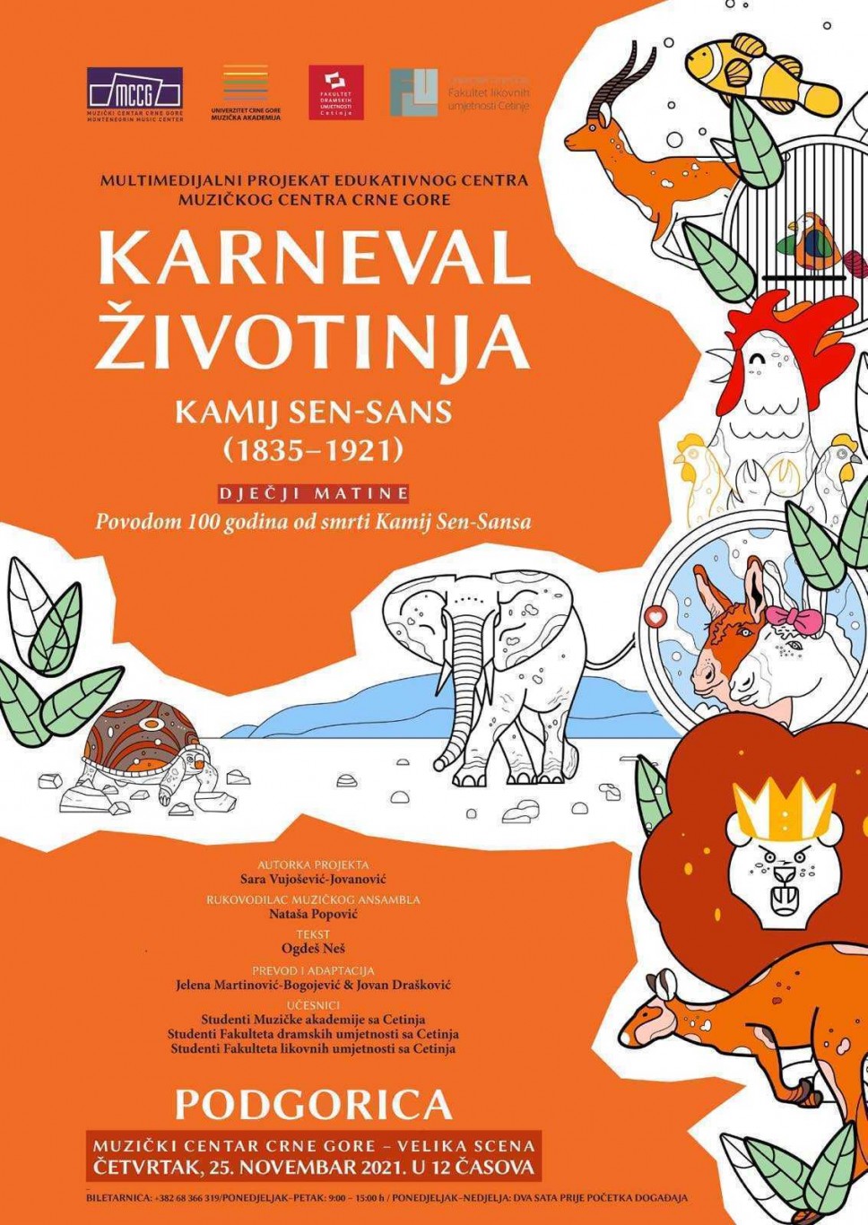 Dr Sara Vujošević, profesorica na predmetu Glas sa FDU - Cetinje autorka projekta Dječji matine "Karneval životinja" u Muzičkom centru Crne Gore