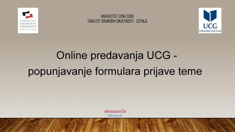 Online predavanja UCG - popunjavanje formulara prijave teme