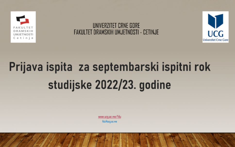 Prijava ispita  za septembarski ispitni rok  studijske 2022/23. godine