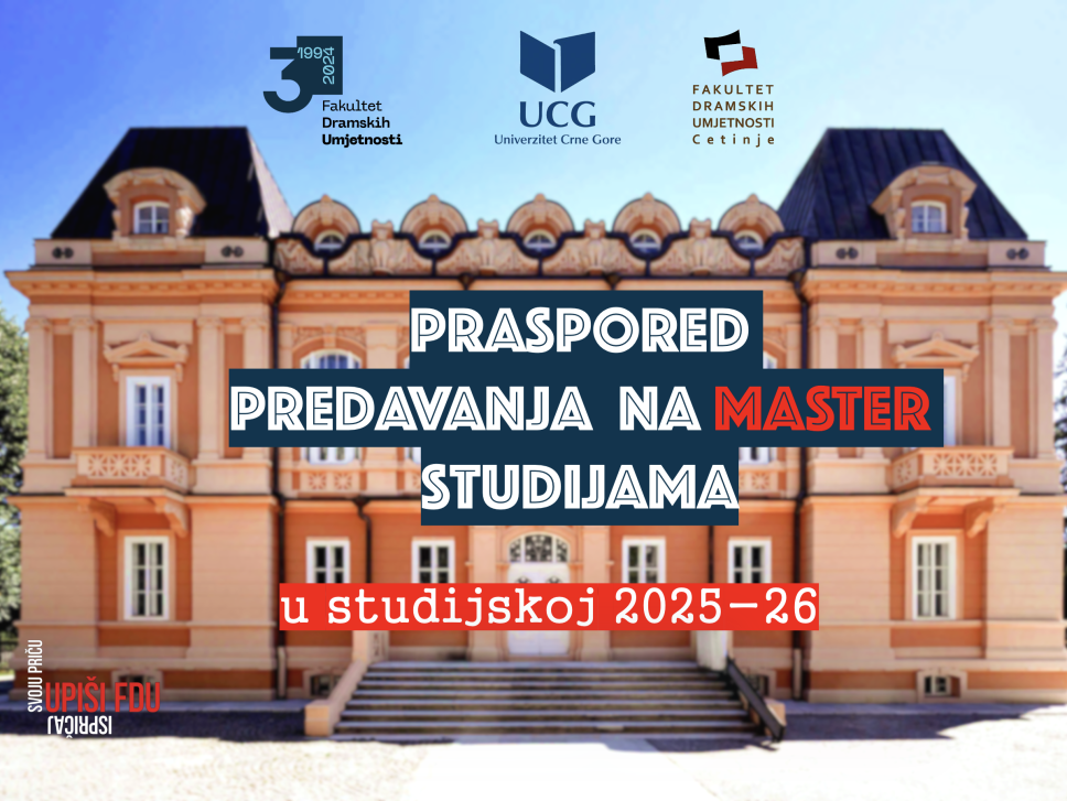 Raspored predavanja i vježbi na Master studijama za studijsku 2025-26 godinu.