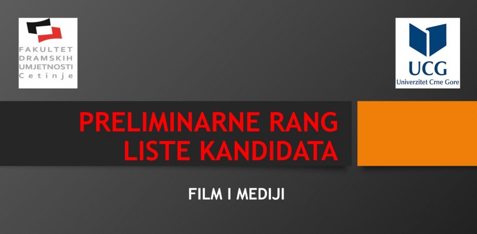 Preliminarna rang lista kandidata Film i mediji