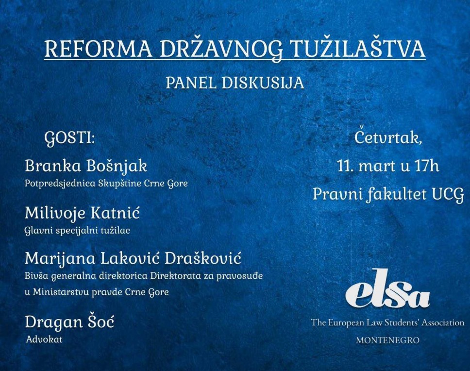 Panel diskusiju na temu: "Reforma državnog tužilaštva" 