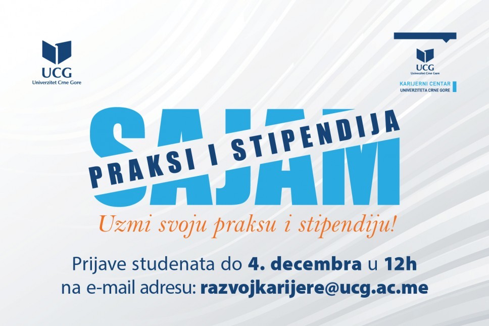Poziv studentima UCG: Prijave za četvrti Sajam praksi i stipendija otvorene do 4. decembra
