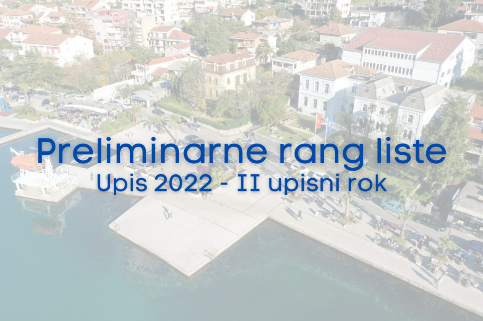 Preliminarne rang liste kandidata za upis na osnovne studije 2022/23. godine - II upisni rok 