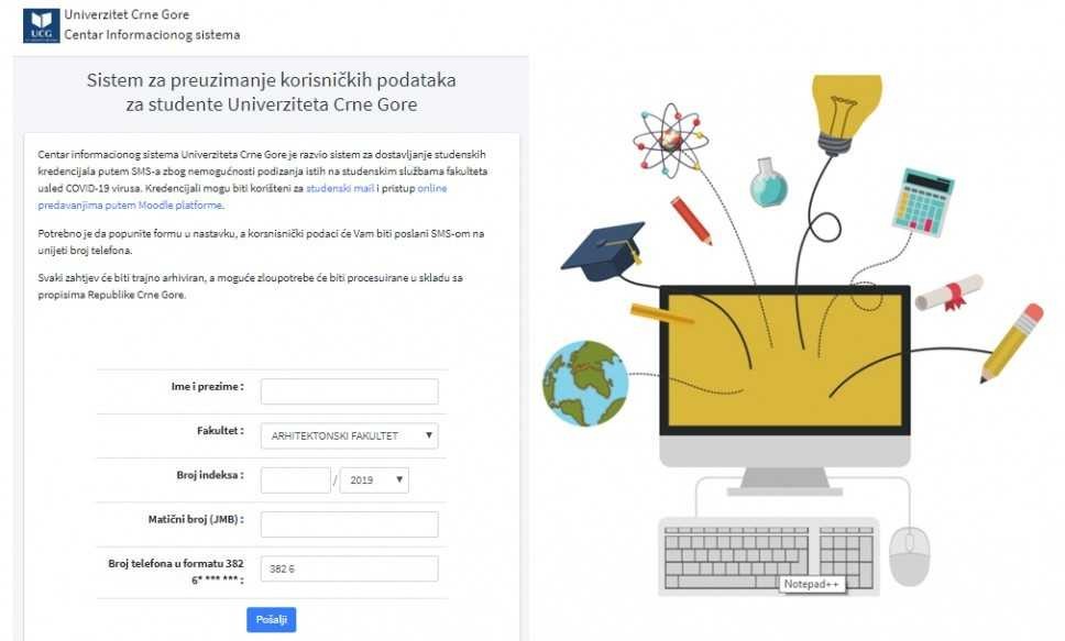 Pokrenut servis Aktiviraj nalog za lakši pristup mejlu i onlajn predavanjima na Univerzitetu Crne Gore