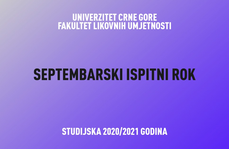 Prijava ispita za septembarski ispitni rok studijske 2020/21. godine