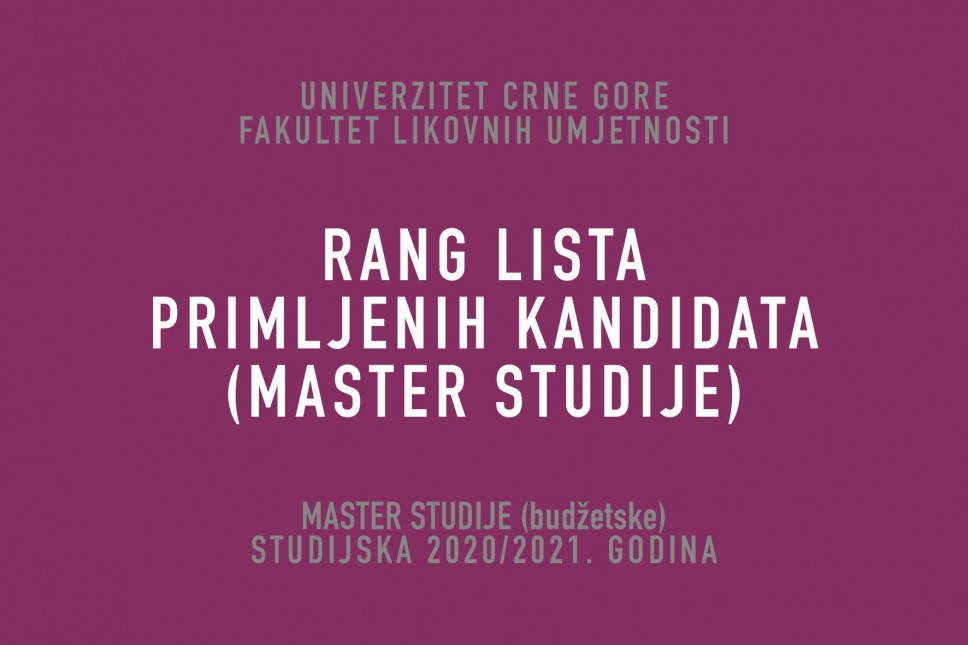 Rang liste - Master studije