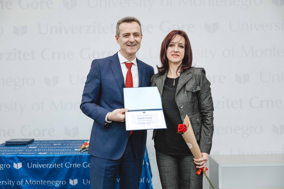 Doktorka Aleksandra Klisić dobitnica godišnje nagrade Univerziteta Crne Gore