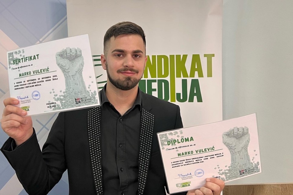 Nagrada za najbolji rad o sindikalizmu i mladima studentu Marku Vuleviću